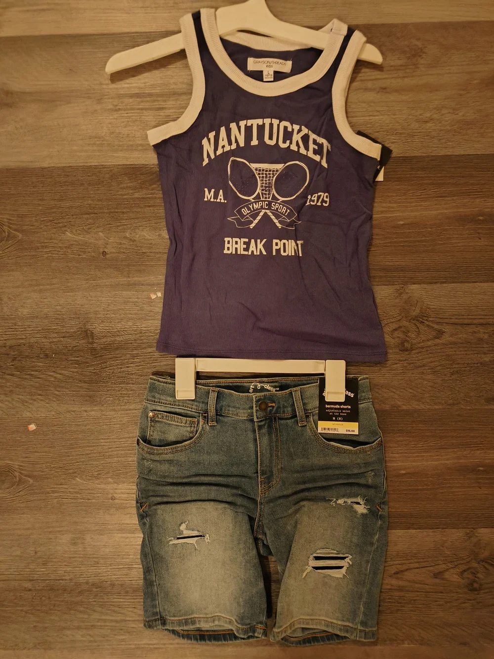 2pcs Set Kids Nantucket Purple Graphic Tank Top And Short